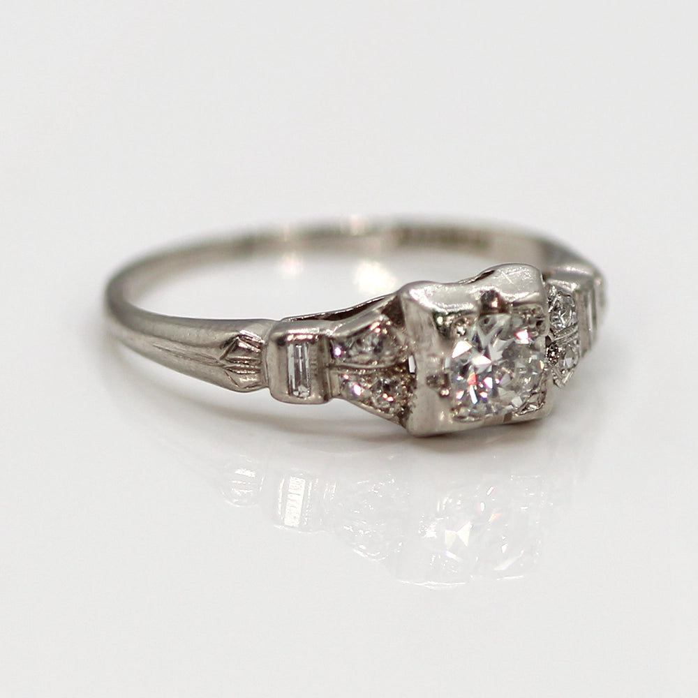 Vintage Art Deco Platinum and Diamond Ring SIZE 6.5