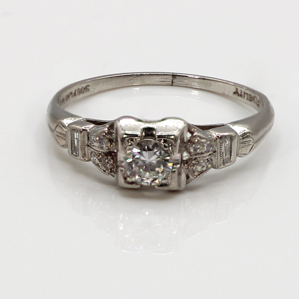 Vintage Art Deco Platinum and Diamond Ring SIZE 6.5