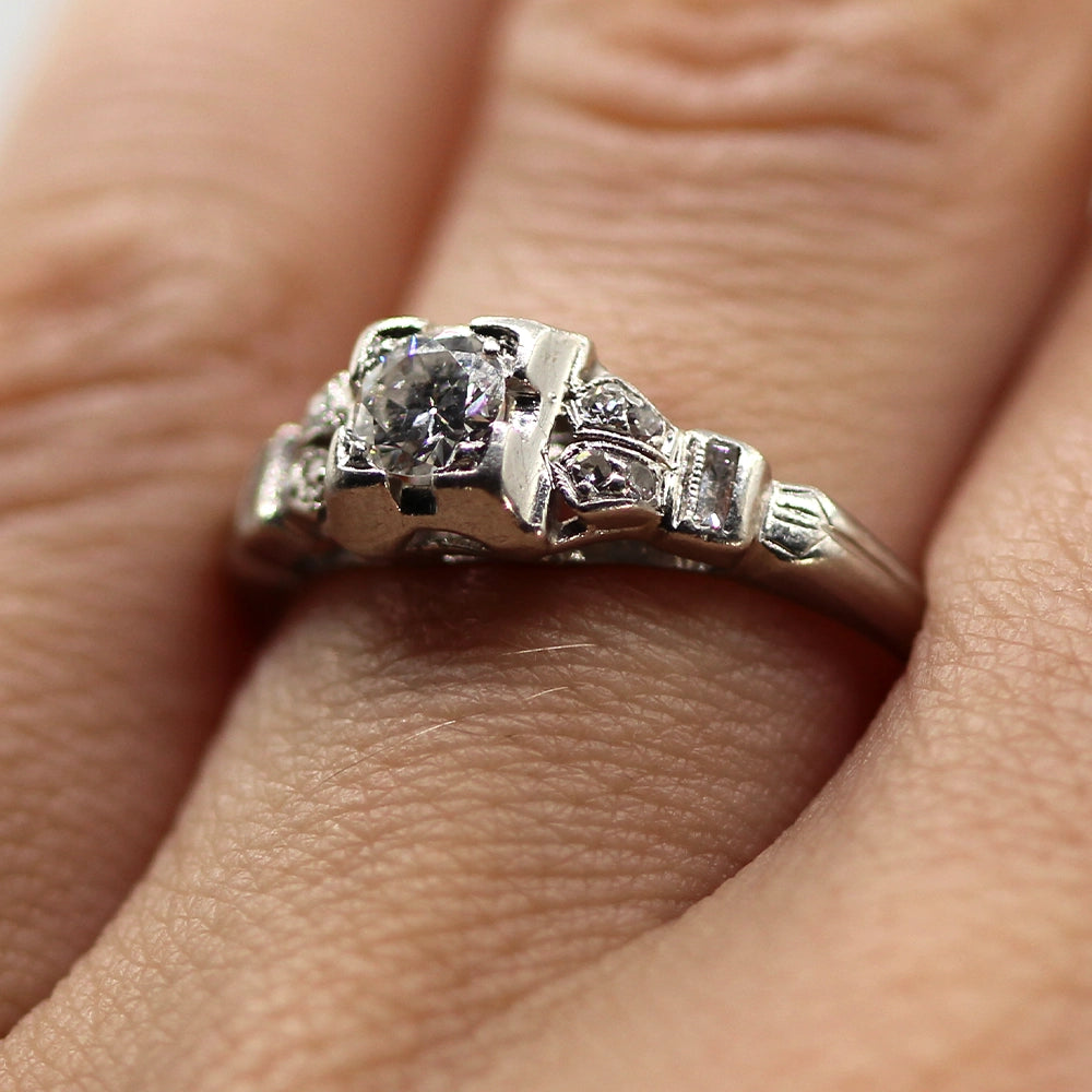 Vintage Art Deco Platinum and Diamond Ring SIZE 6.5