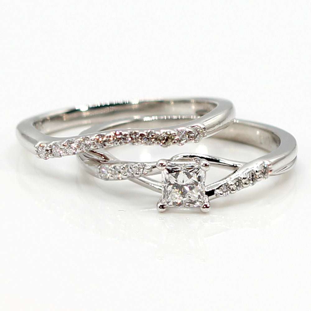 Platinum and VVS2 Diamond Engagement Ring Wedding Set with GIA Report SIZE 6