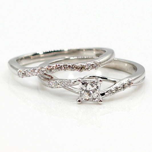 Platinum and VVS2 Diamond Engagement Ring Wedding Set with GIA Report SIZE 6