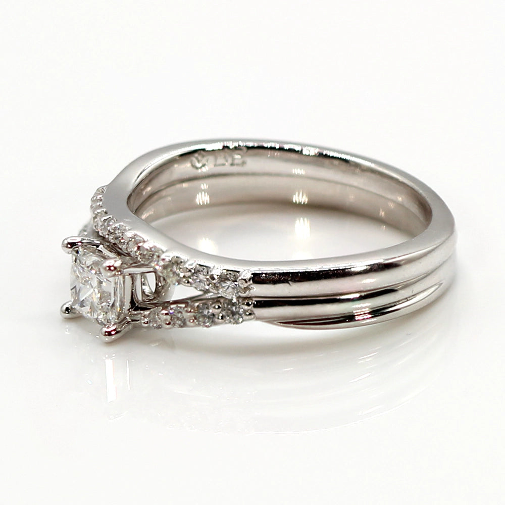 Platinum and VVS2 Diamond Engagement Ring Wedding Set with GIA Report SIZE 6