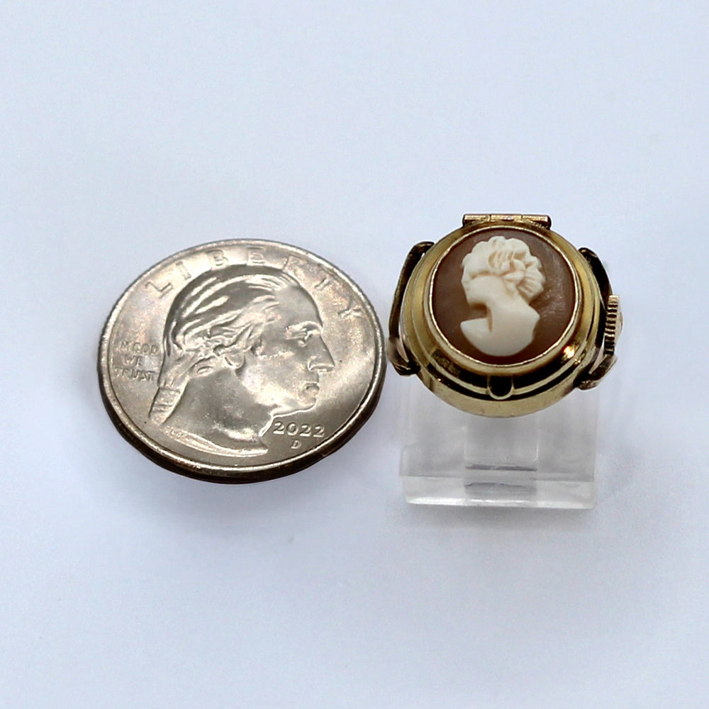 Vintage Elgin 10K Yellow Gold Watch and Cameo Ring SIZE 6