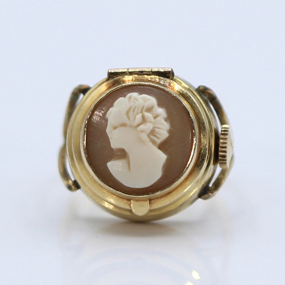 Vintage Elgin 10K Yellow Gold Watch and Cameo Ring SIZE 6