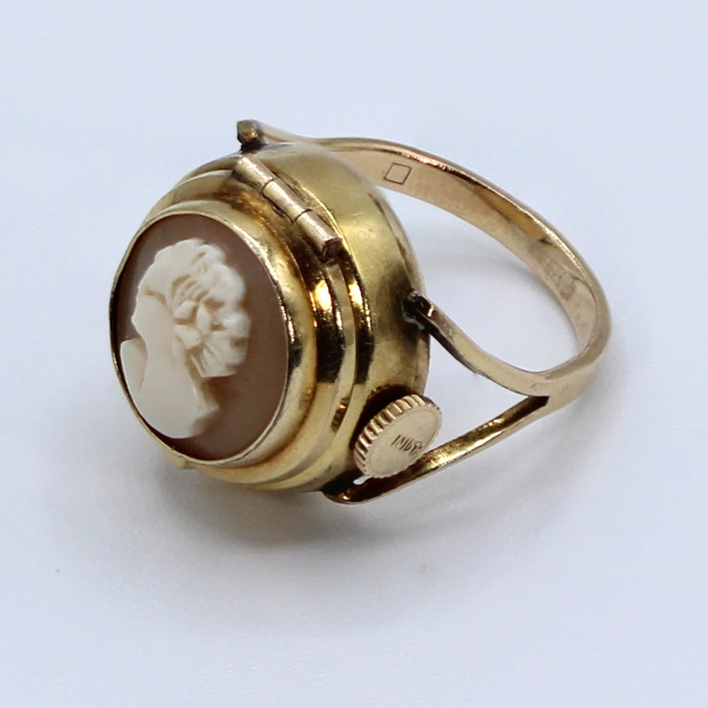 Vintage Elgin 10K Yellow Gold Watch and Cameo Ring SIZE 6