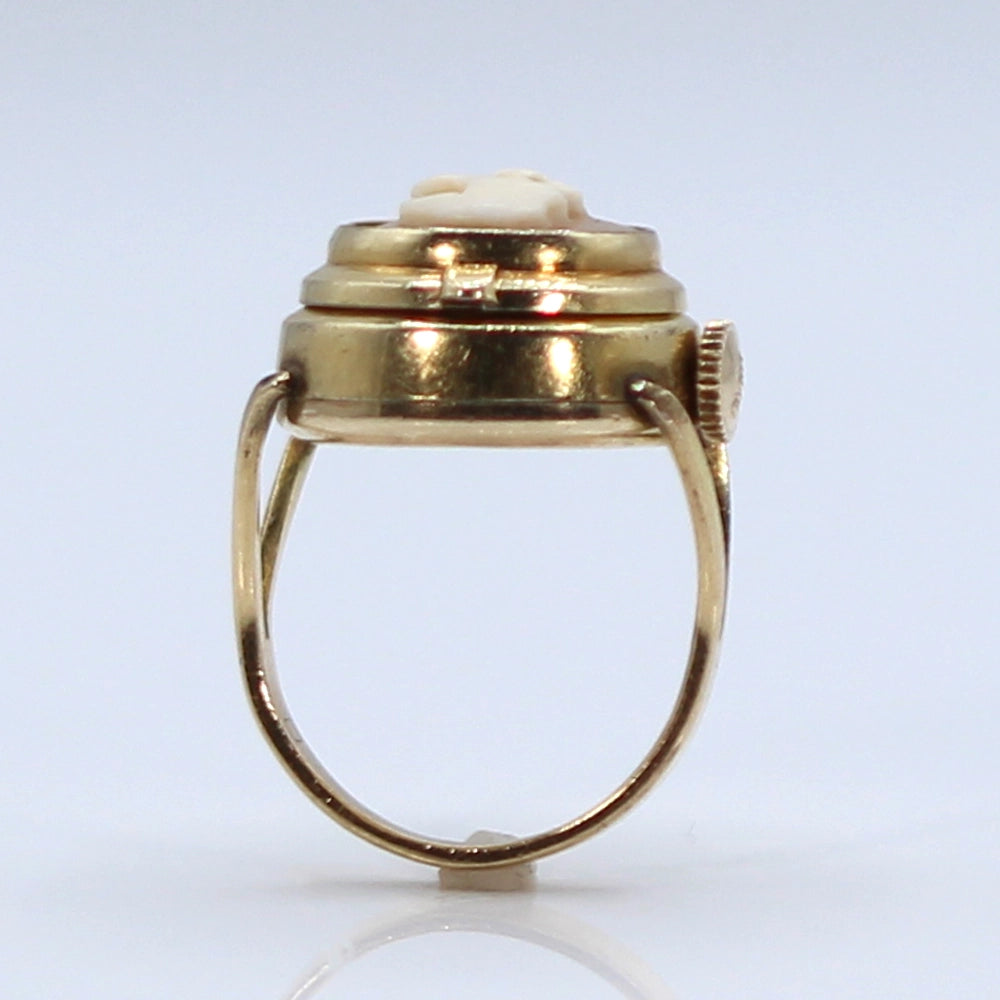 Vintage Elgin 10K Yellow Gold Watch and Cameo Ring SIZE 6