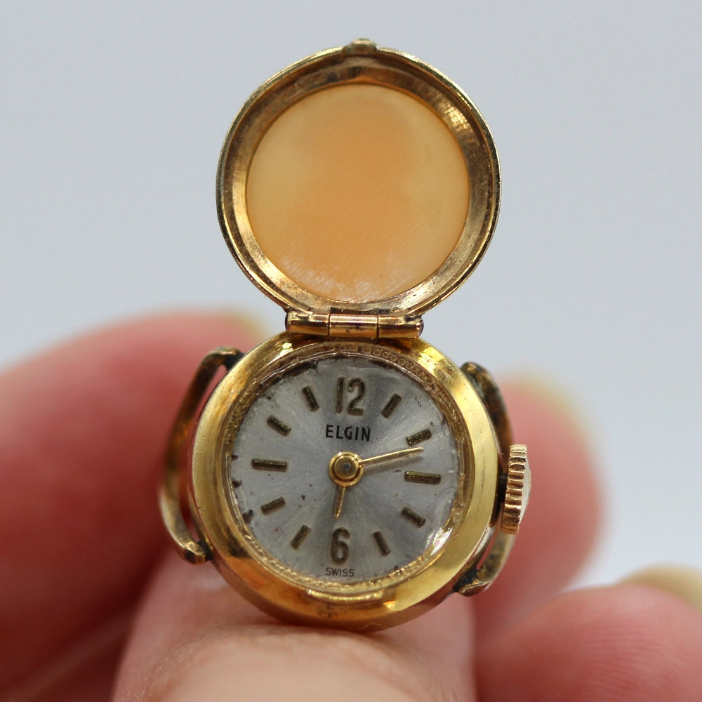 Vintage Elgin 10K Yellow Gold Watch and Cameo Ring SIZE 6
