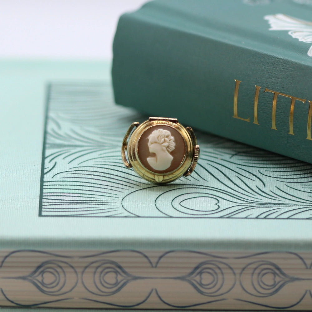 Vintage Elgin 10K Yellow Gold Watch and Cameo Ring SIZE 6