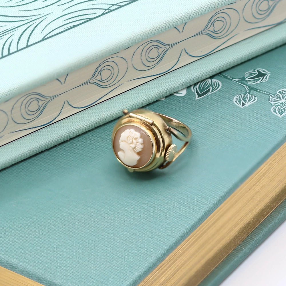 Vintage Elgin 10K Yellow Gold Watch and Cameo Ring SIZE 6