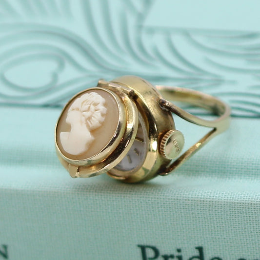 Vintage Elgin 10K Yellow Gold Watch and Cameo Ring SIZE 6