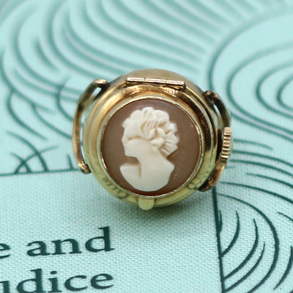 Vintage Elgin 10K Yellow Gold Watch and Cameo Ring SIZE 6