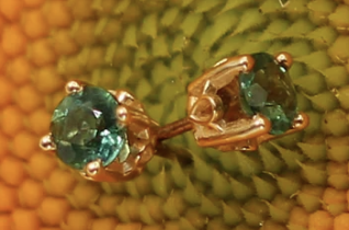 14K Yellow Gold Fine Green Tourmaline Earrings
