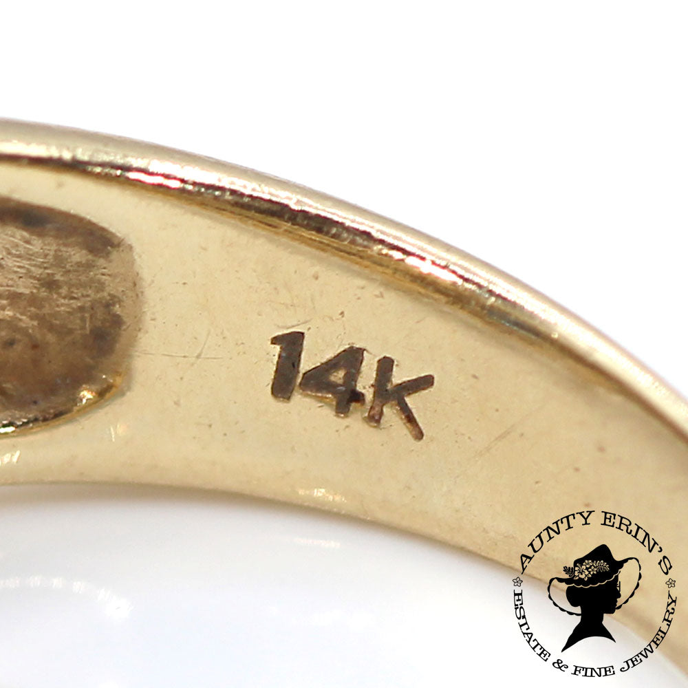 Vintage 14K Yellow Gold Sapphire and Diamond Scroll Ring SIZE 6.5