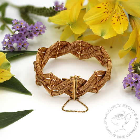 18K Yellow Gold Woven Mesh Bracelet