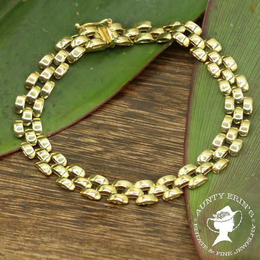Retro 18K Yellow Gold Italian Panther Bracelet SIZE 7.5