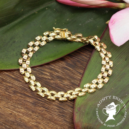 Retro 18K Yellow Gold Italian Panther Bracelet