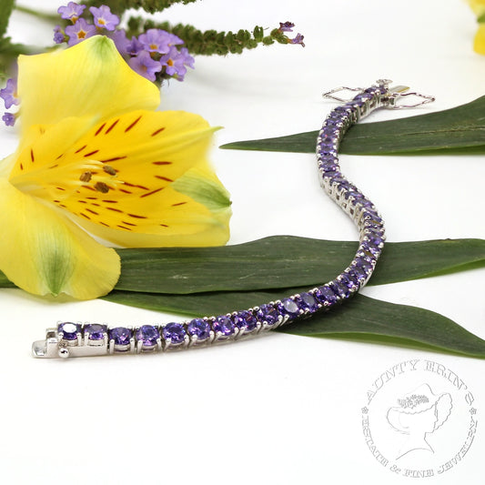 Sterling Silver Lavender CZ Tennis Bracelet