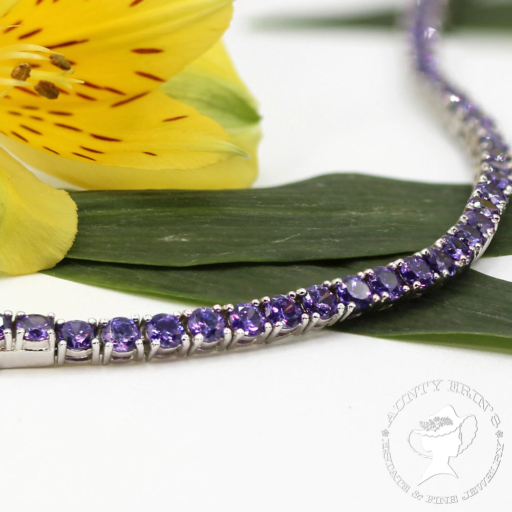 Sterling Silver Lavender CZ Tennis Bracelet
