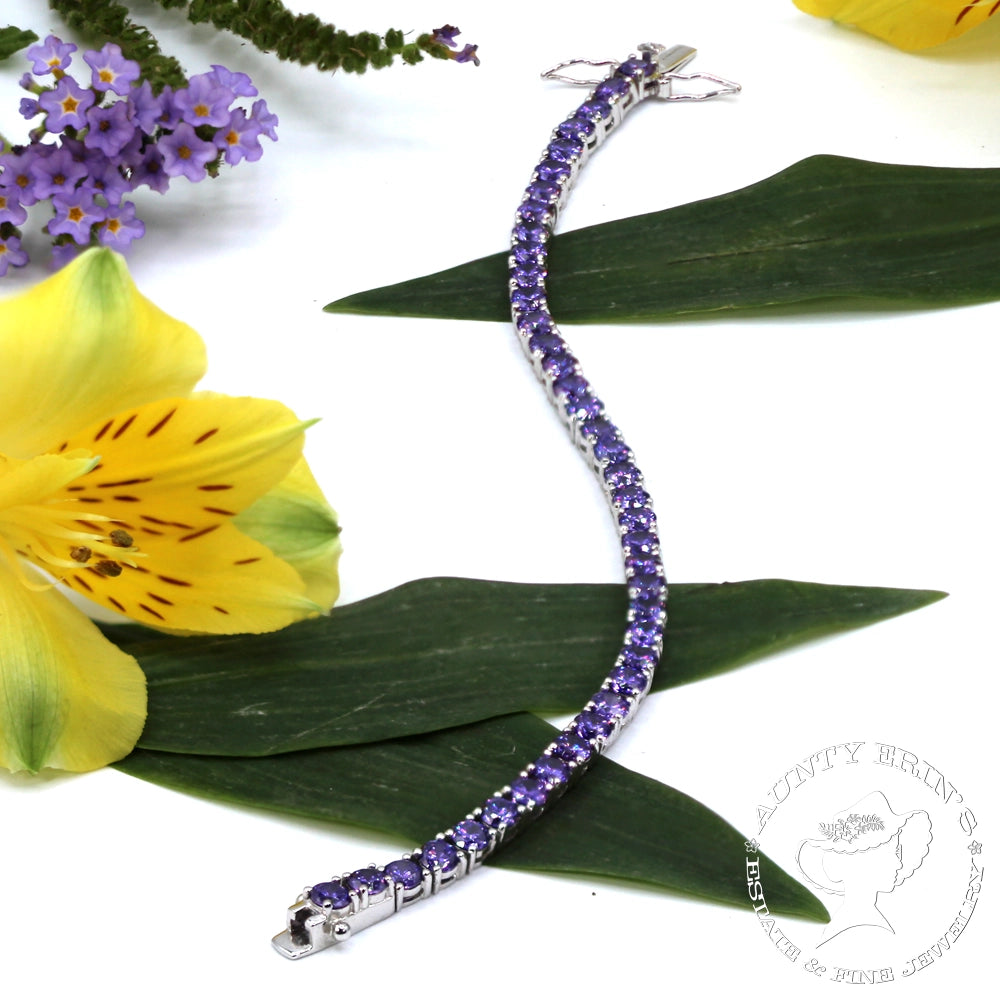 Sterling Silver Lavender CZ Tennis Bracelet