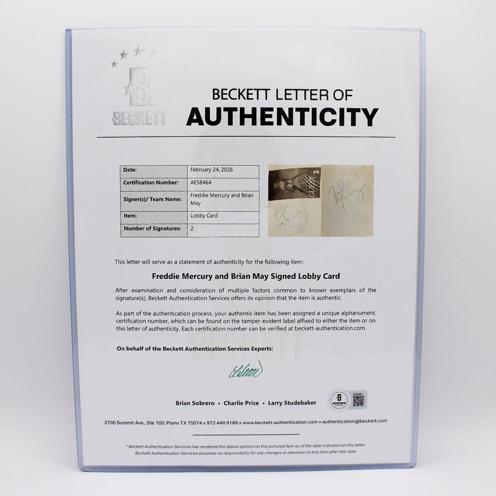 Queen Freddie Mercury and Brian May Autographs and Backstage Pass with Letter of Authenticity