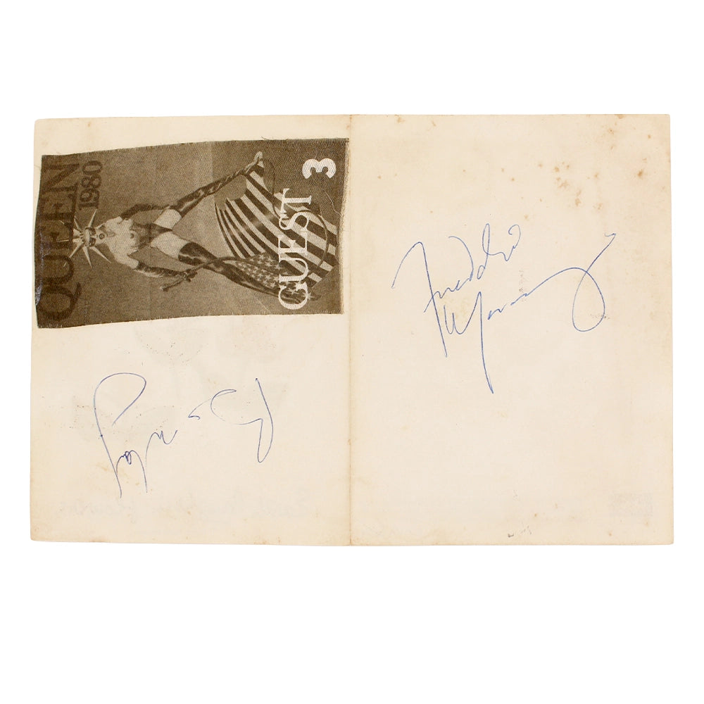 Queen Freddie Mercury and Brian May Autographs and Backstage Pass with Letter of Authenticity